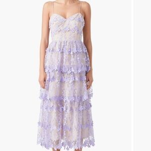 Endless Rose Floral Embroidered Tiered Lace Midi Dress